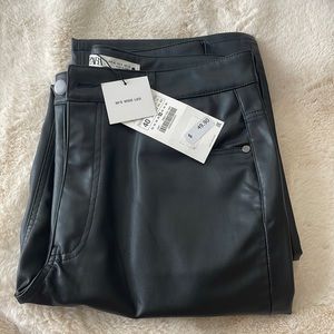 90s Wide Leg Zara Leather Pants